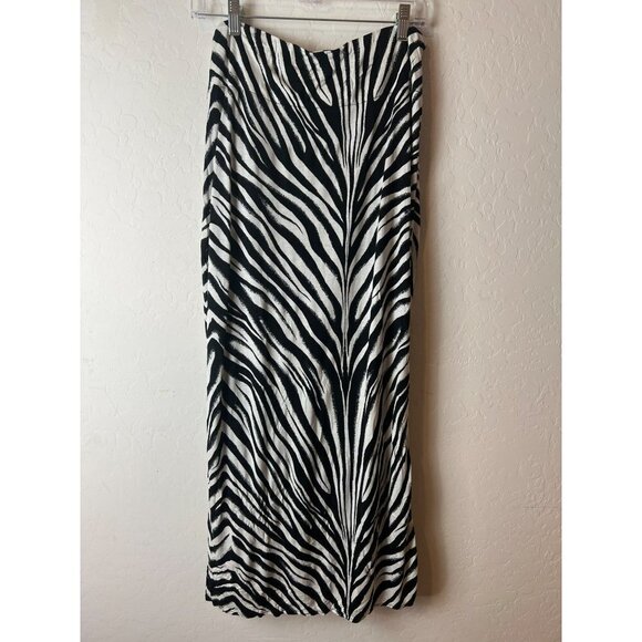 Black Label By Chico's Sz 1 (US M US 8) Zebra Animal Print Maxi Skirt Fully Line - Picture 5 of 7
